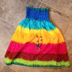 New Girls Cute Rainbow Dress With Necklace
